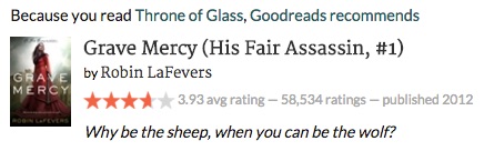 Image: Goodreads recommendation Grave Mercy