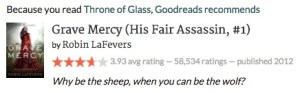 Image: Goodreads recommendation Grave Mercy