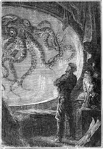 Image: Captain Nemo Viewing Giant Squid 20,000 Leagues Under the Sea